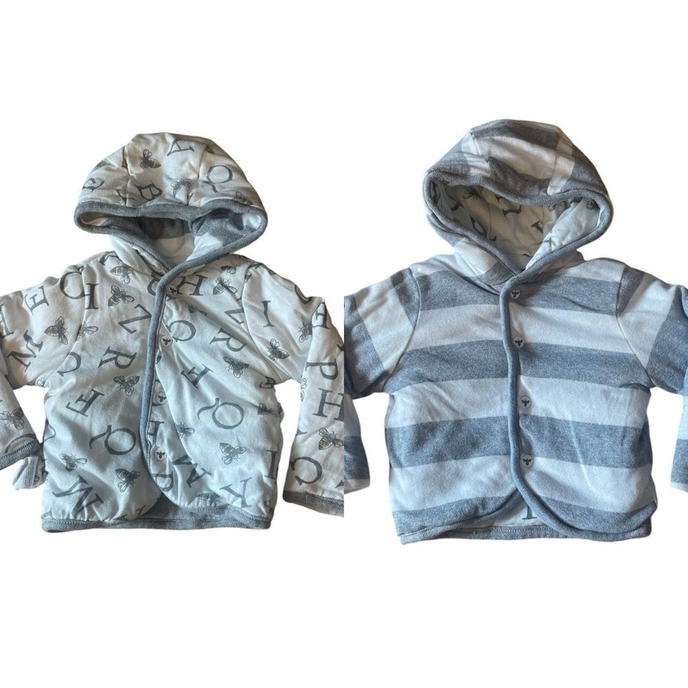 Burts Bees Baby Organic Cotton Reversible Hooded Sweatshirt Size 6 to 9 Months